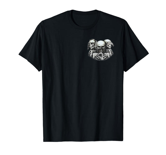 (2 Sides) Stuck Between IDK, IDC and IDGAF Skeletons T-Shirt