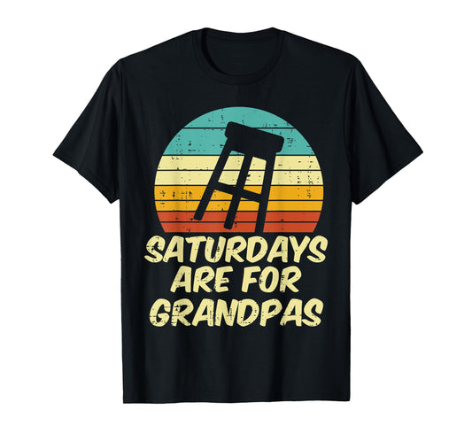 Barstool Saturdays Are For Grandpas Sunset Retro Fathers Day T-Shirt