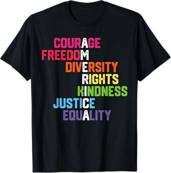 Courage Freedom Diversity Equality Justice Retro T-Shirt