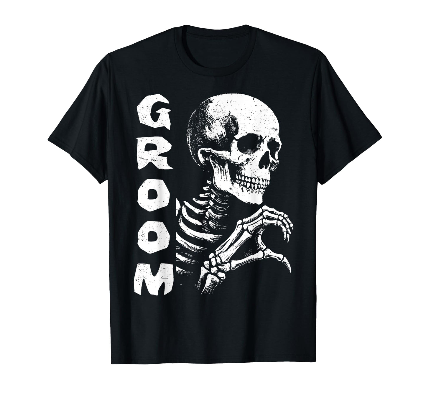 Spooky Groom Skeleton Hands Halloween Engagement Wedding Tee T-Shirt
