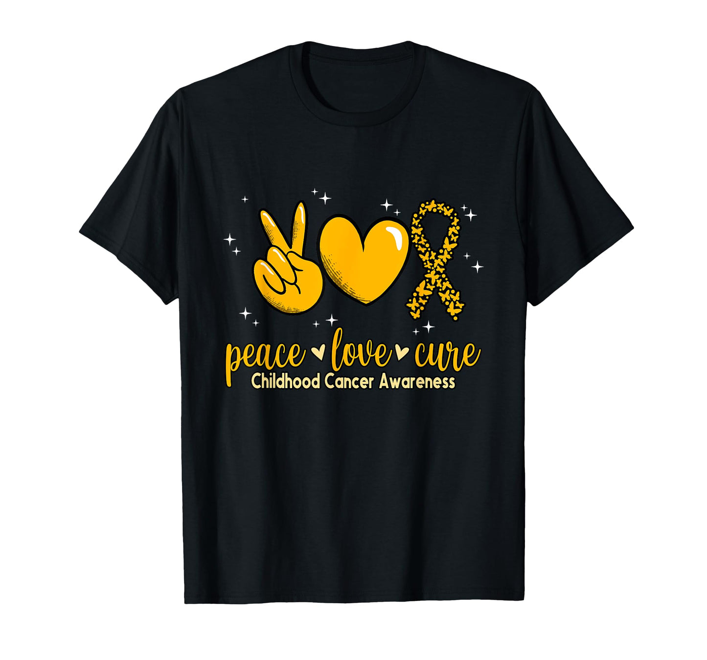 Childhood Cancer Awareness Peace Love Cure Childhood Cancer T-Shirt