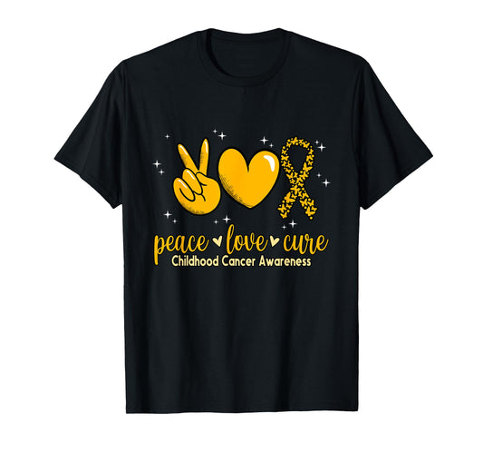 Childhood Cancer Awareness Peace Love Cure Childhood Cancer T-Shirt