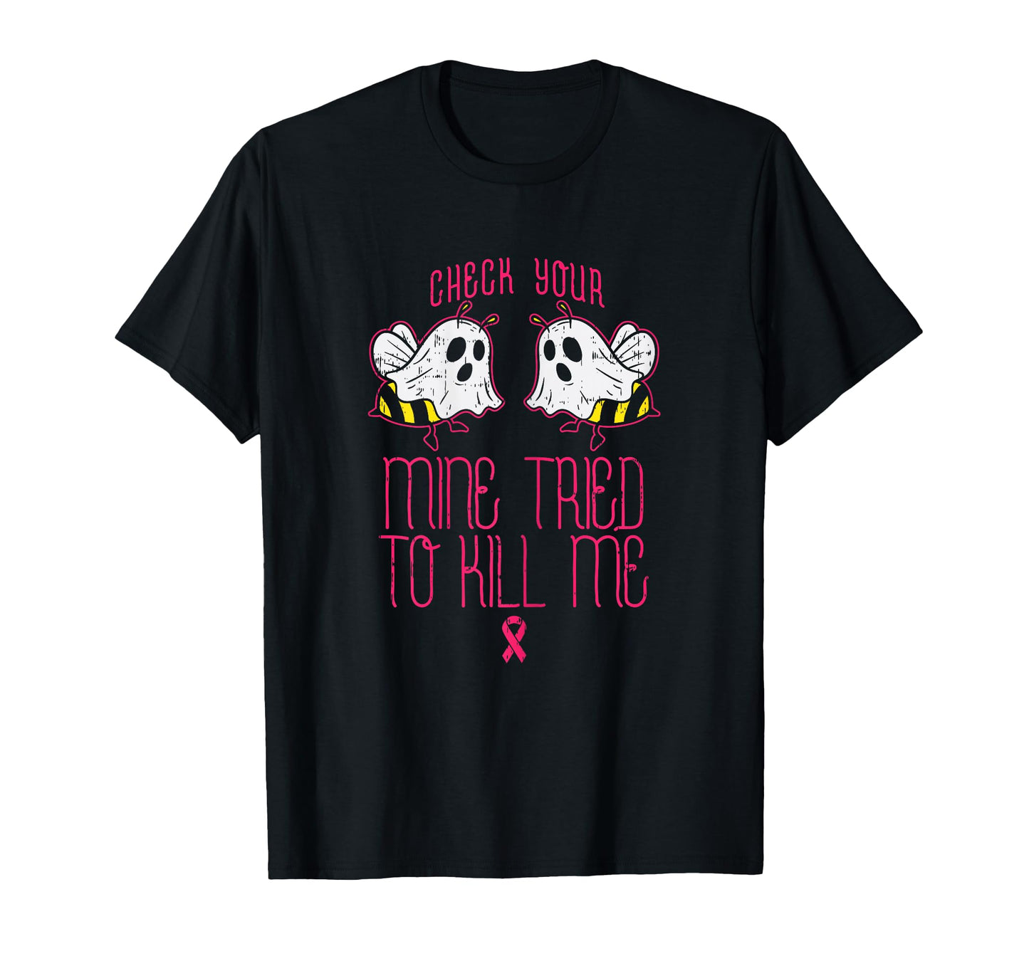 Check Your Boo-bees Funny Halloween Breast Cancer Awareness T-Shirt