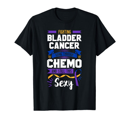 Fighting Chemo Bladder Cancer Purple Blue And Yellow Dysuria T-Shirt