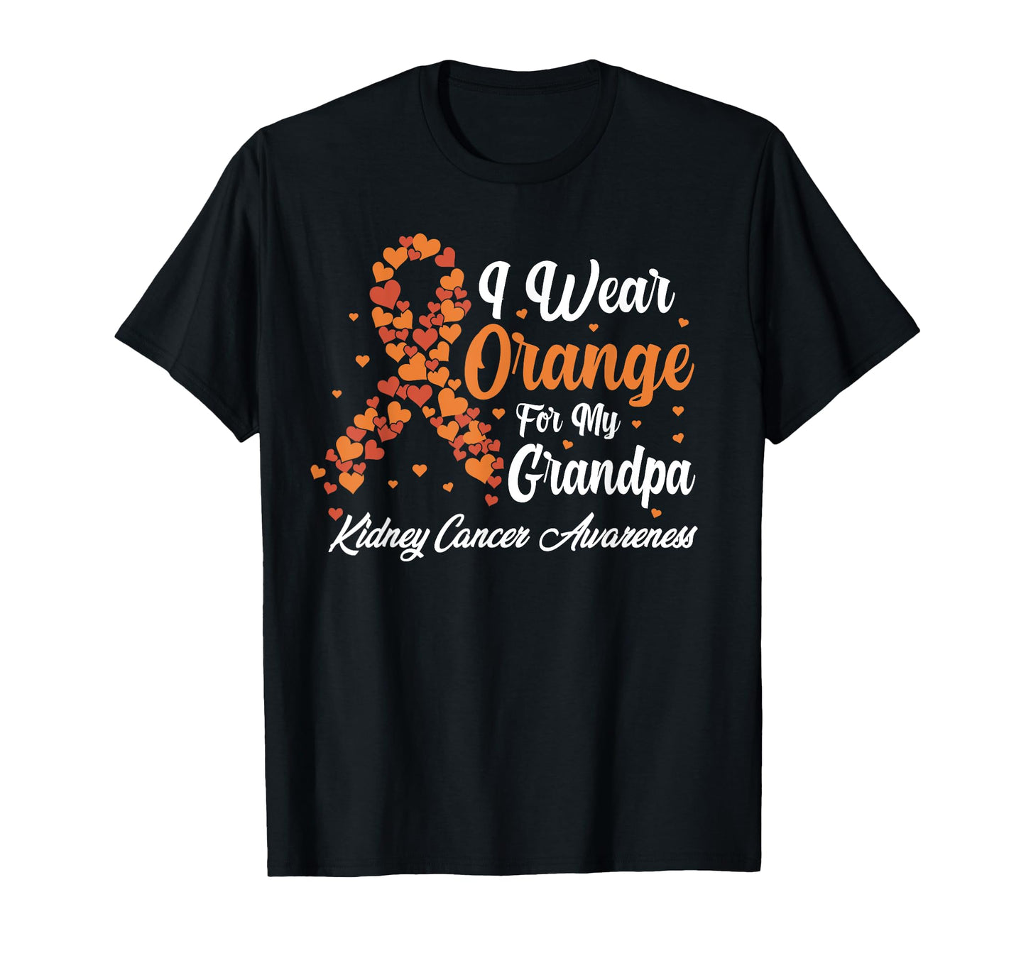 Kidney Cancer Awareness Month Grandpa Support Orange Ribbon T-Shirt