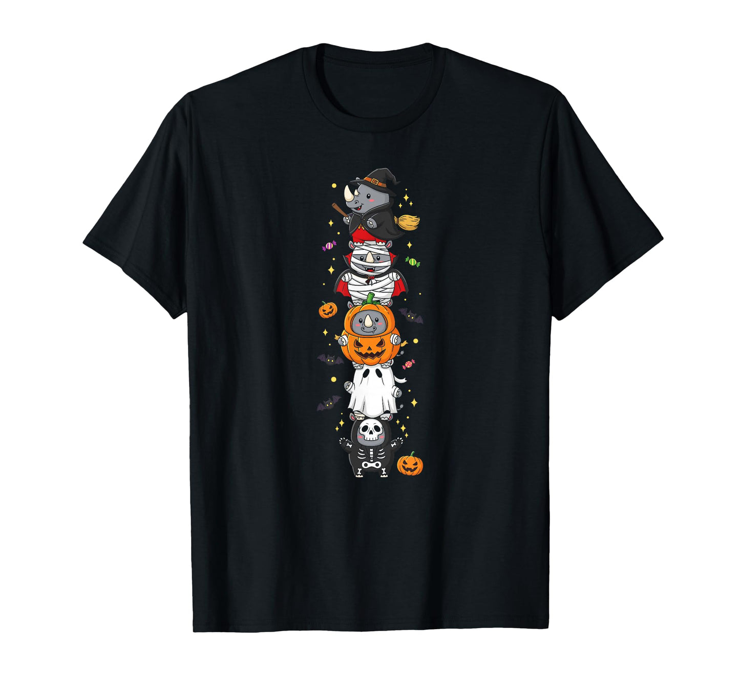 Funny Rhino Witch Vampire Ghost Halloween Kids Mens Womens T-Shirt