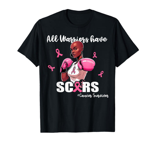 Women Black African American Fight Breast Cancer Pink Ribbon T-Shirt