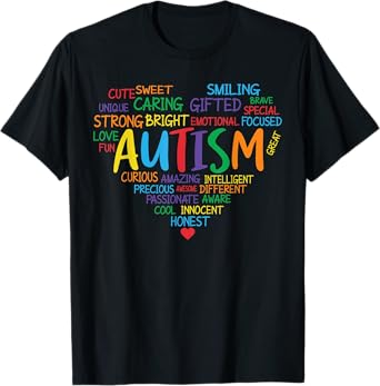Colorful Autism Heart Autism Awareness Support T-Shirt