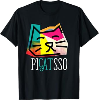 Artist I Art Teacher I Picatsso I Funny Abstract Cat T-Shirt for Men Women Girls Kids