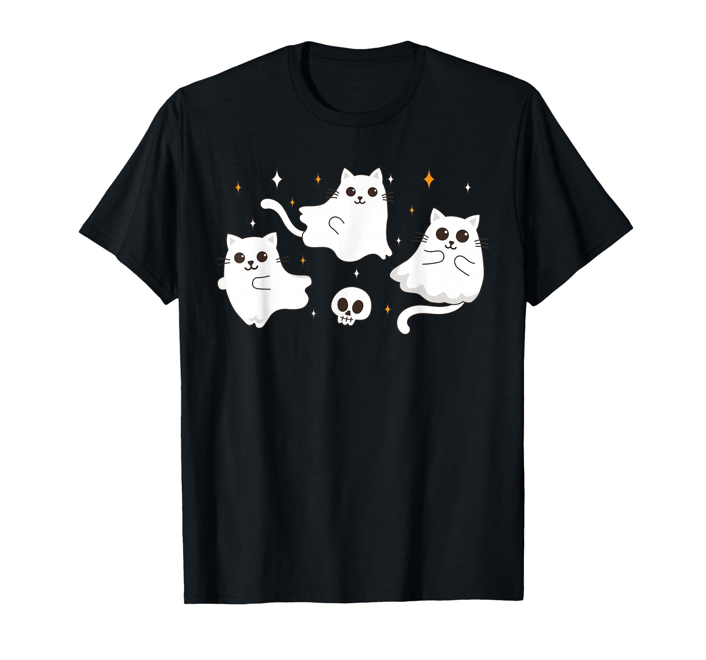 Spooky Cat Ghost Halloween Funny Cat Women Girls Kids T-Shirt