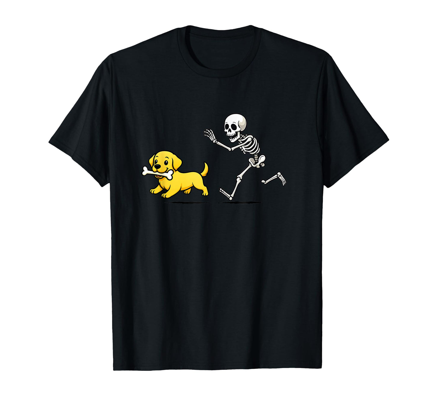 Funny Skeleton Chasing Retriever Halloween Dog Mom Pet Lover T-Shirt