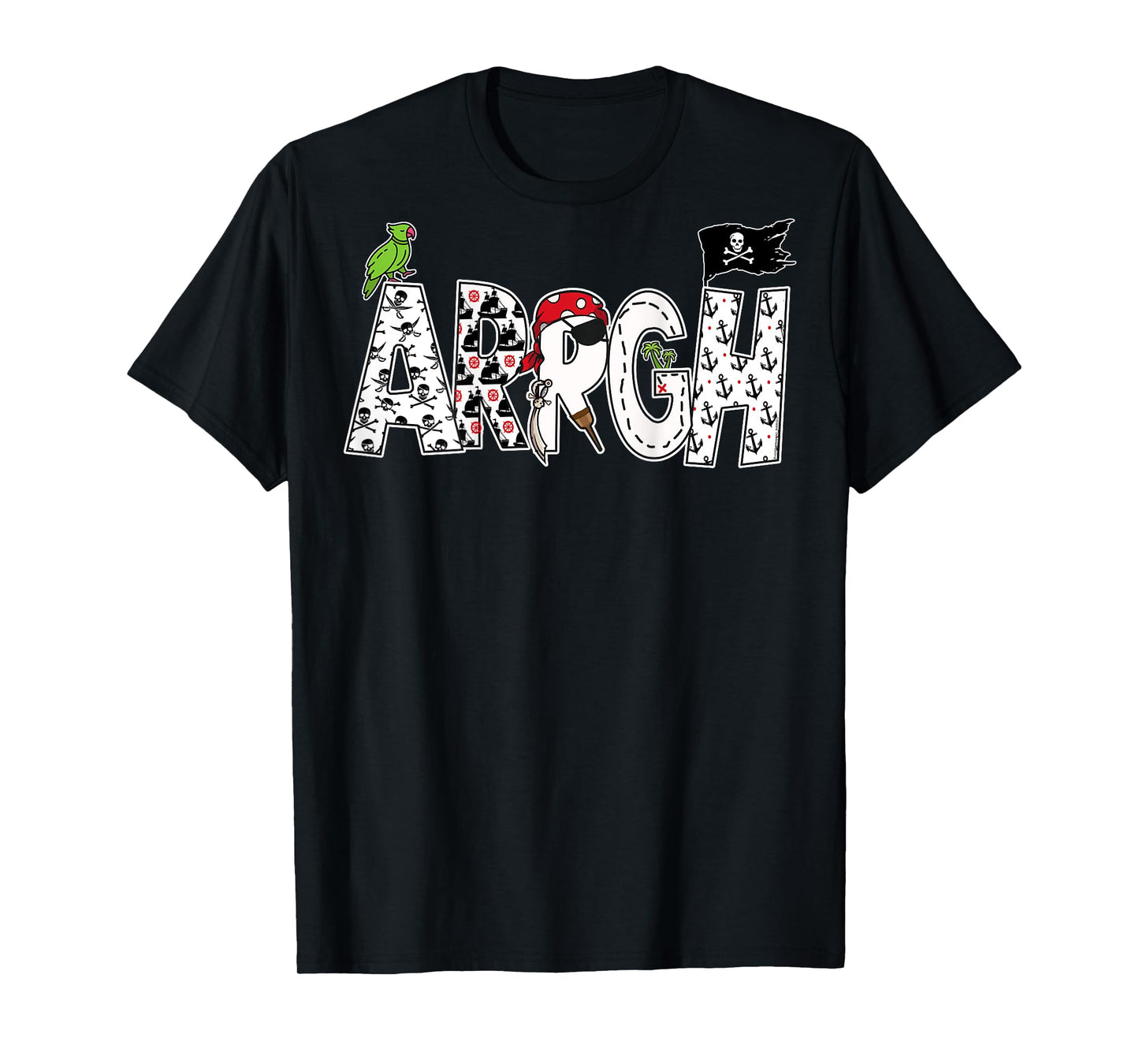 On Back | Fun ARRGH Pirate Style Pirate Costume ARGH Pirate T-Shirt