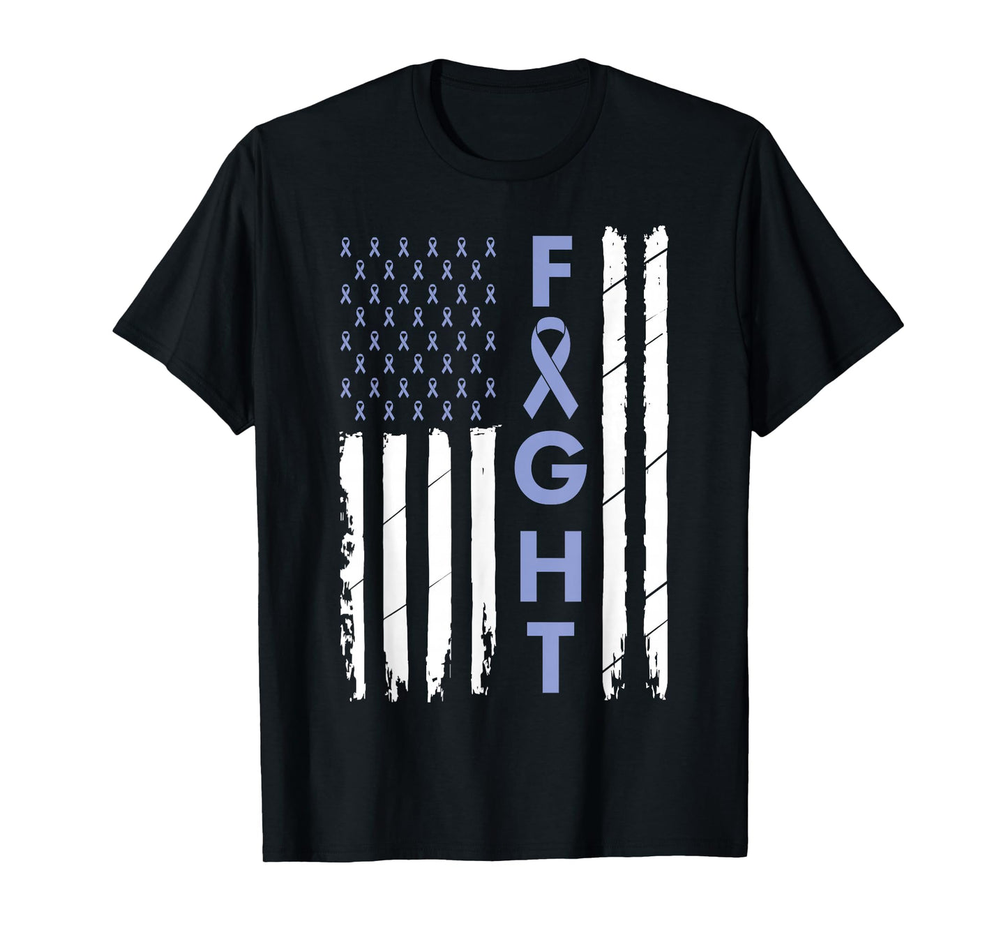 Esophageal Cancer Awareness Gifts Co. Purple Periwinkle Ribbon Cancer Awareness T-Shirt - Women's Unisex-Adults Classic Fit Crew Neck Short Sleeve T-Shirt - Black - Small