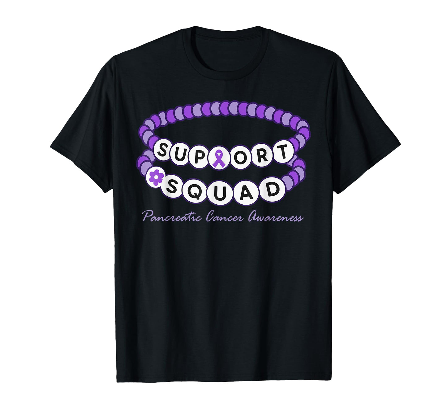 Support Squad Purple Bracelet Pancreatic Cancer Awareness T-Shirt