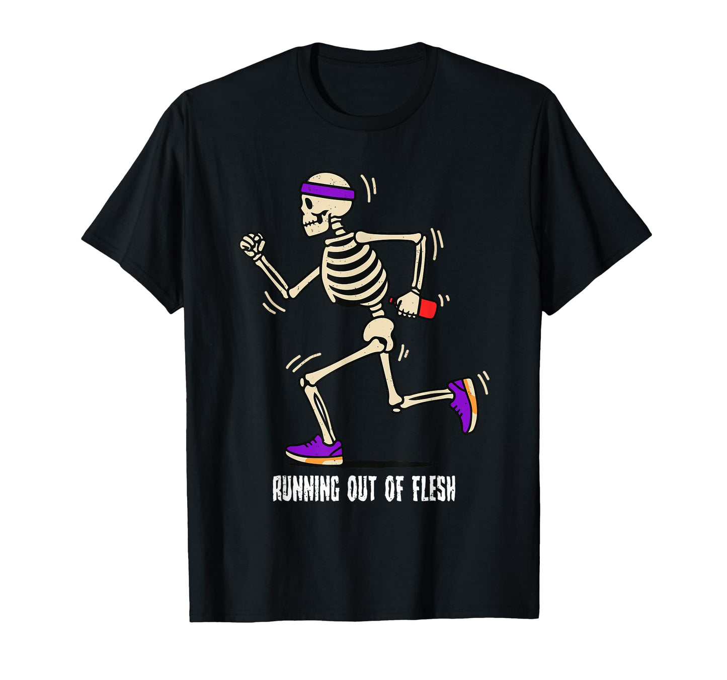 Running Out of Flesh Halloween Funny Skeleton Runner T-Shirt