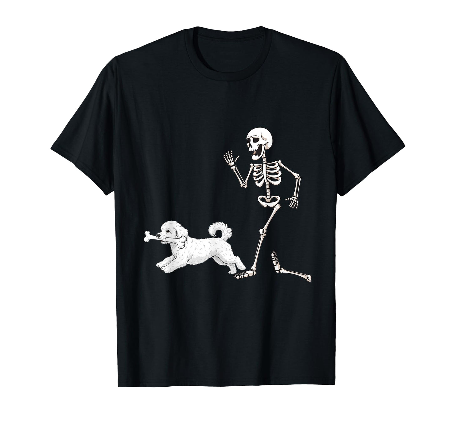 Funny Halloween Coton de Tulear and Skeleton T-Shirt