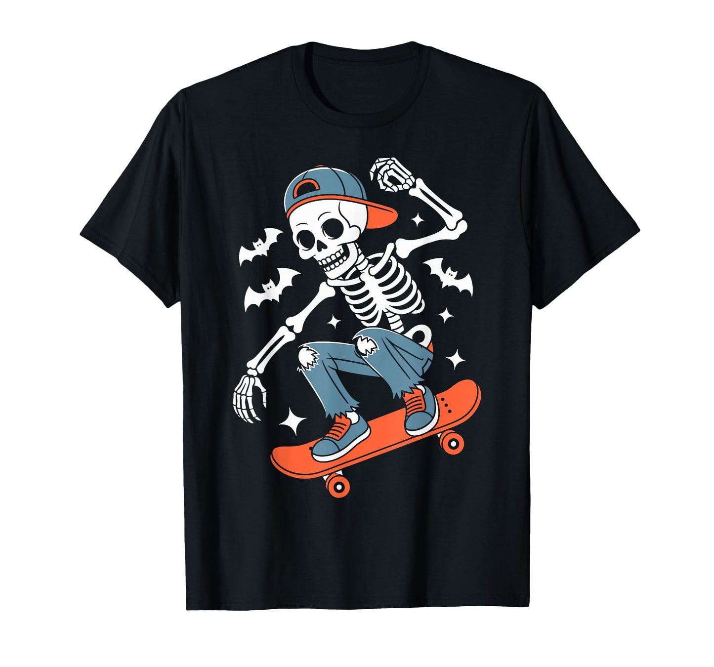 Skateboard Skeleton Cool Skater Funny Halloween T-Shirt