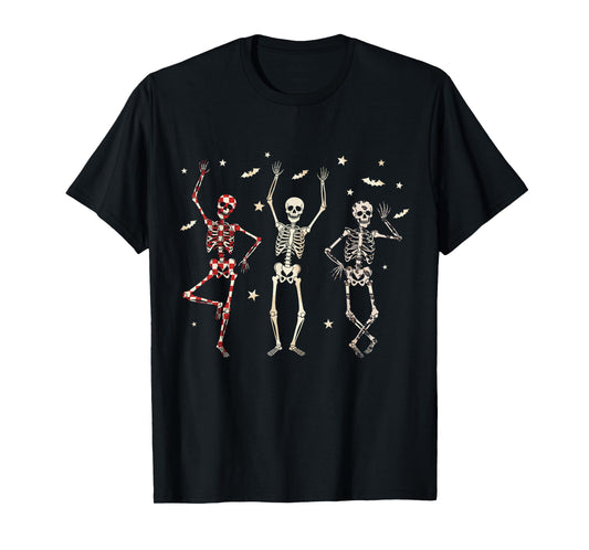 Dancing Skeletons Halloween Spooky Vibes Fall Autumn Season T-Shirt