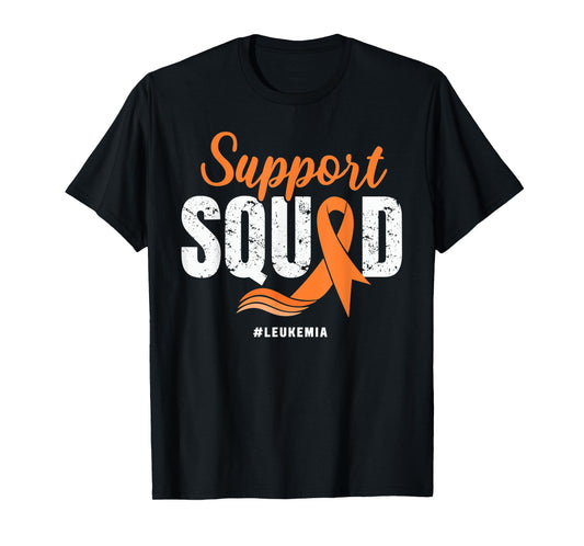 Leukemia Cancer Support Squad Orange Ribbon Cancer awareness T-Shirt