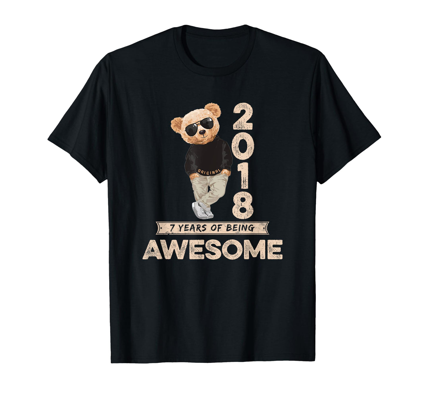 7th Birthday Boys Girls 2018 Original Awesome Teddy Bear T-Shirt