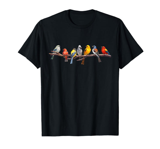 Backyard Bird Watching Watcher Birder Songbirds on a Branch T-Shirt