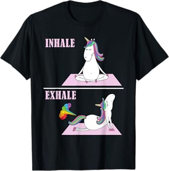 Unicorn Yoga Inhale Exhale Fart Funny T-Shirt