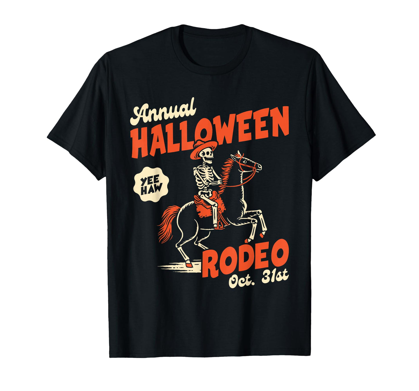 Halloween Rodeo Horse Western Cowboy Fall Autumn Skeleton T-Shirt