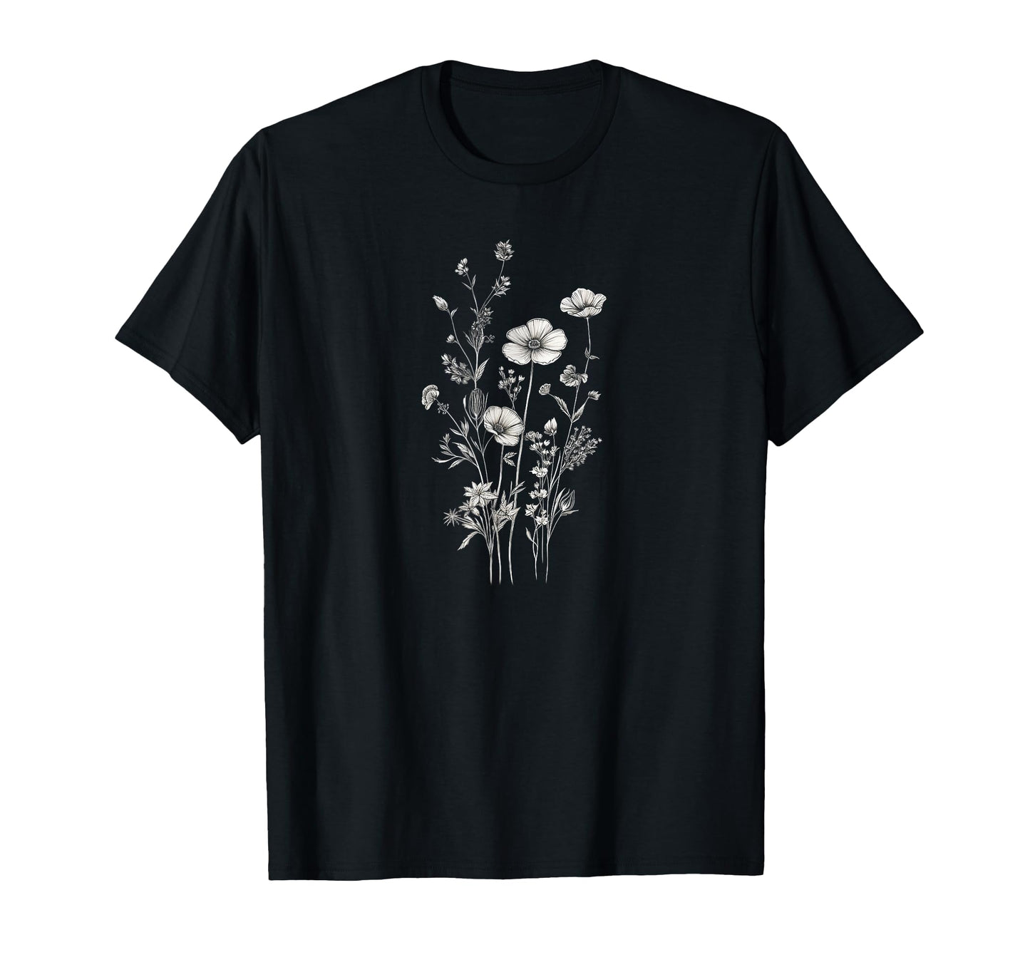 Flowers, Daisy, Art, B&W, Love, Cute, Minimal, Fashion T-Shirt
