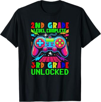 2nd Grade Level Complete 3rd Grade Unlocked Gamer Students T-Shirt