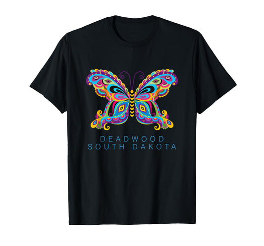 Deadwood South Dakota Souvenir Butterfly Graphic T-Shirt