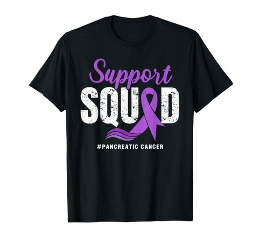 Pancreatic Cancer Support Squad Purple awareness Ribbon T-Shirt