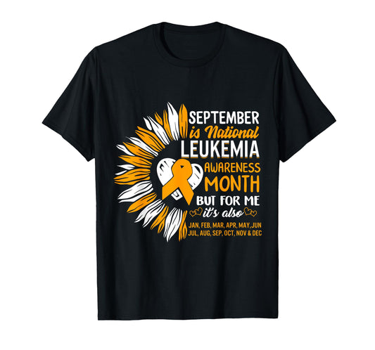 Leukemia Awareness September Month Orange Ribbon Warrior T-Shirt