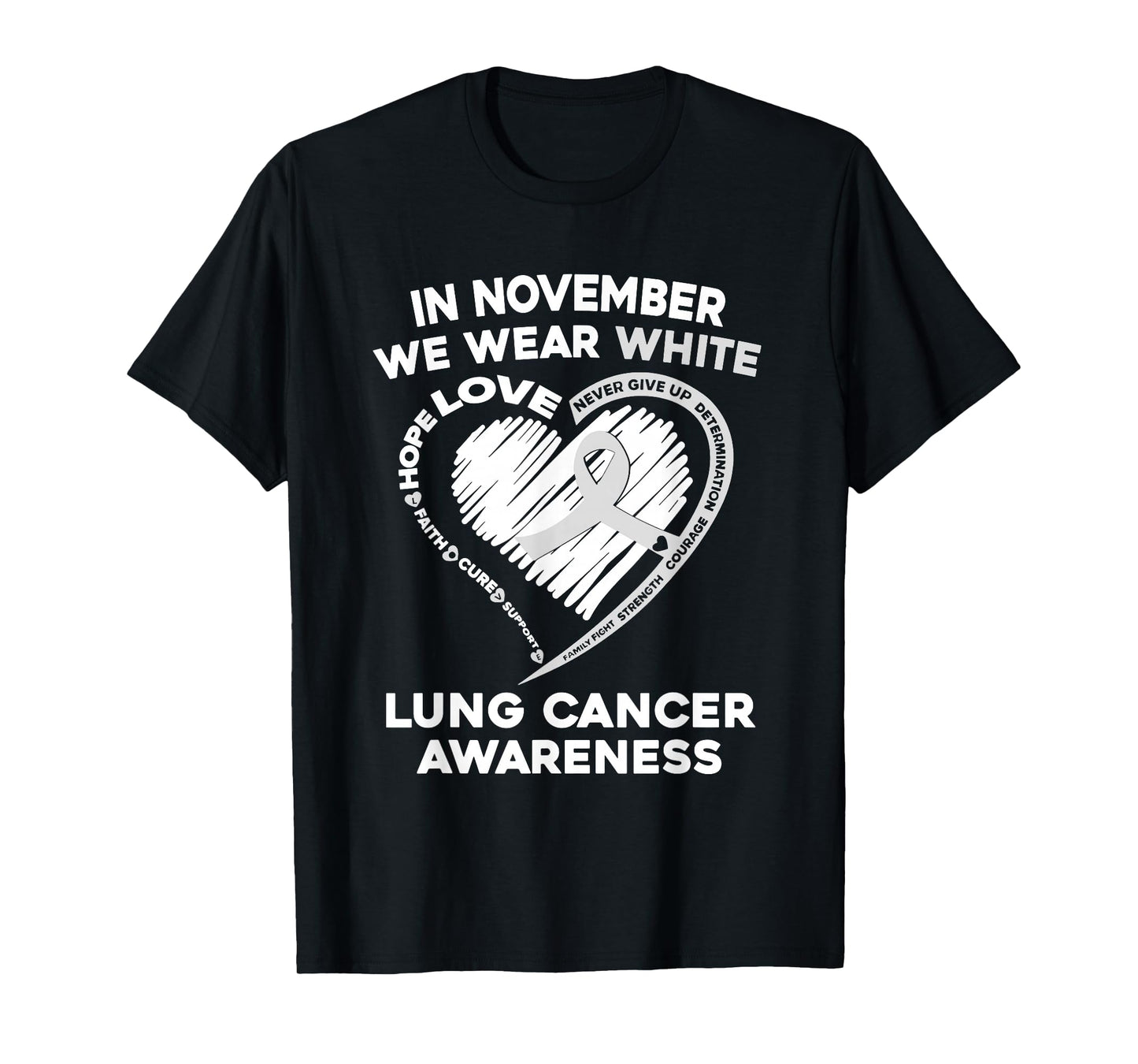 In November We Wear White Lung Cancer Awareness Support T-Shirt