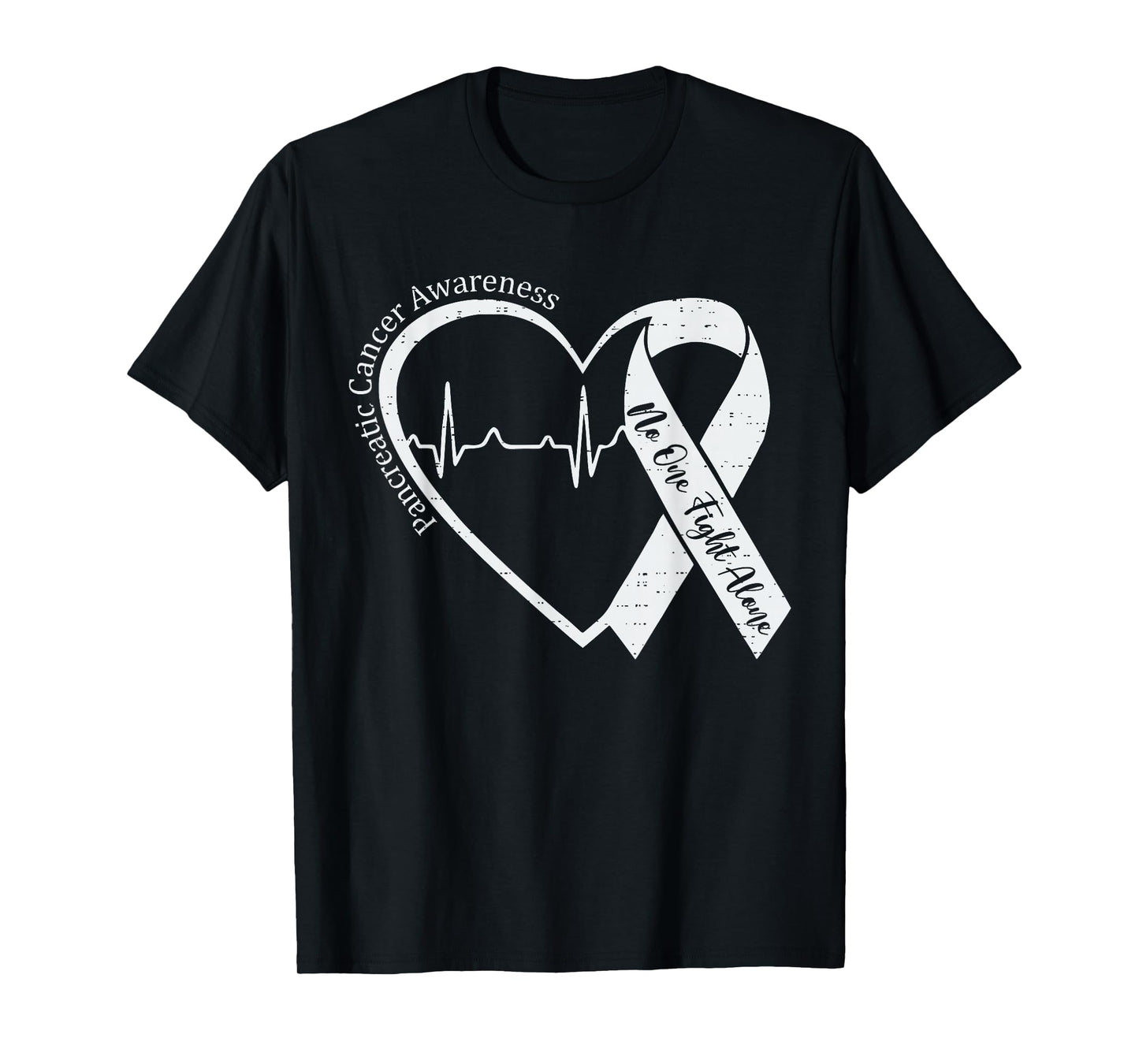 Pancreatic Cancer Awareness Heart Ribbon Purple Adult Kids T-Shirt