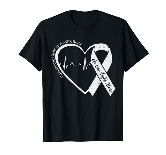 Pancreatic Cancer Awareness Heart Ribbon Purple Adult Kids T-Shirt