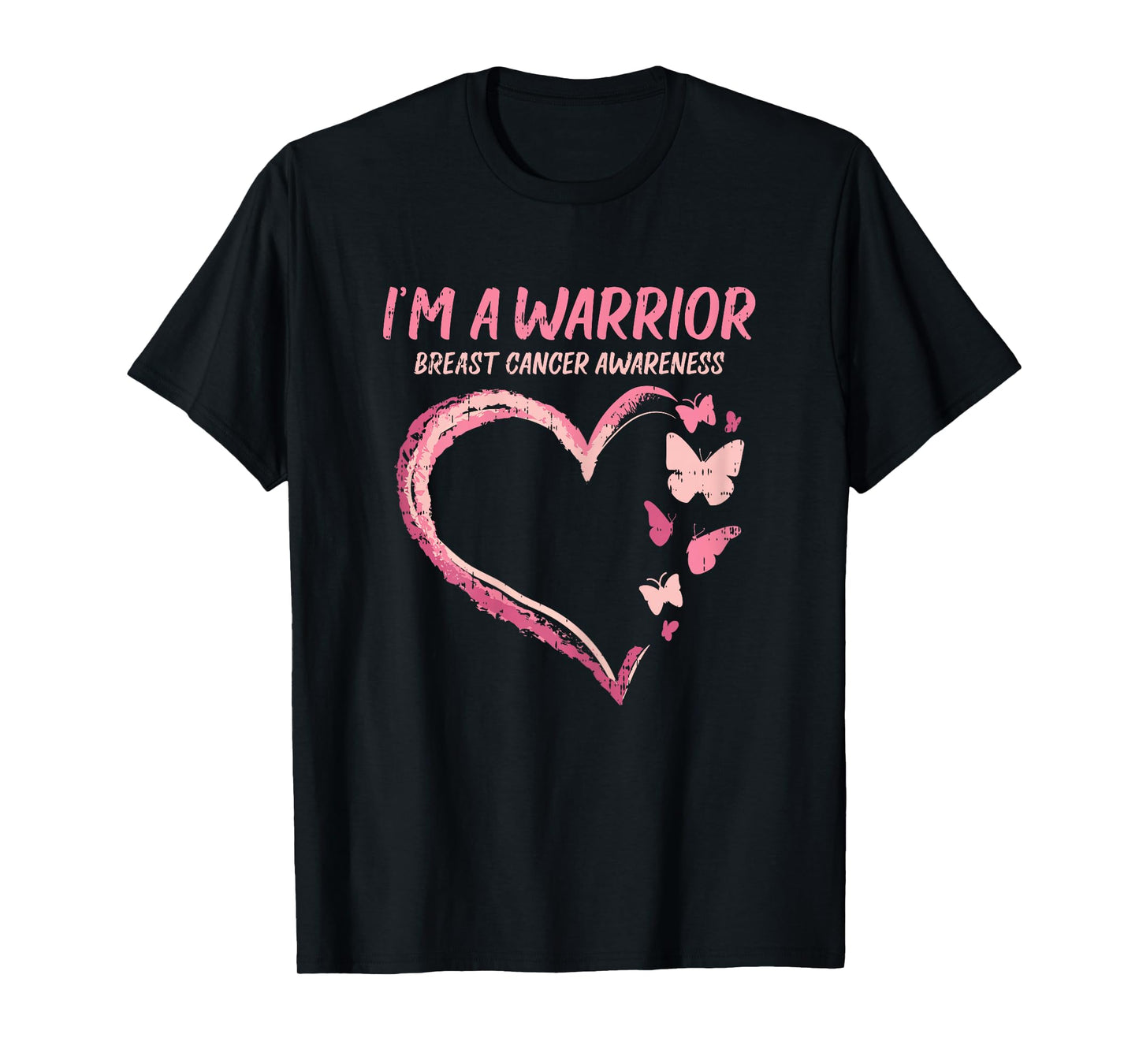 Warrior Heart Butterfly Breast Cancer Awareness Women Gift T-Shirt