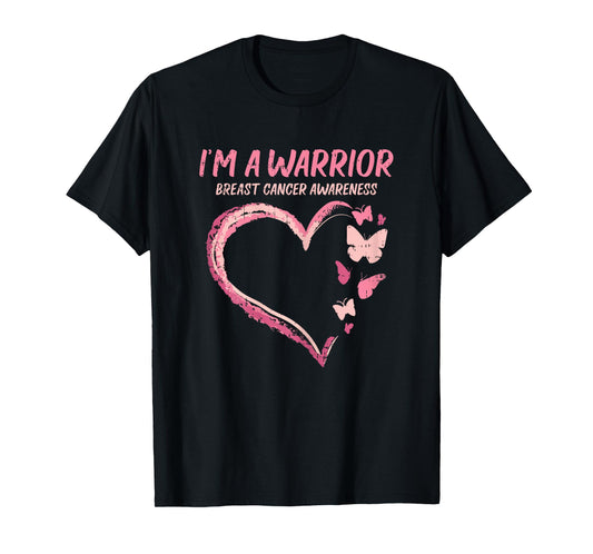 Warrior Heart Butterfly Breast Cancer Awareness Women Gift T-Shirt