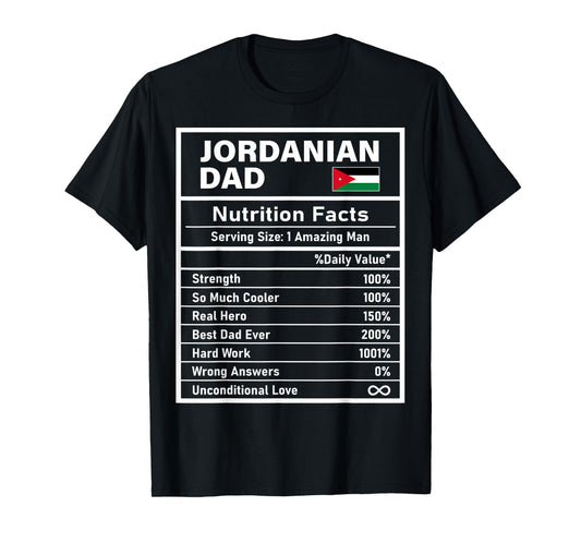Mens Jordanian Dad Nutrition Facts Father's Day National Heritage T-Shirt