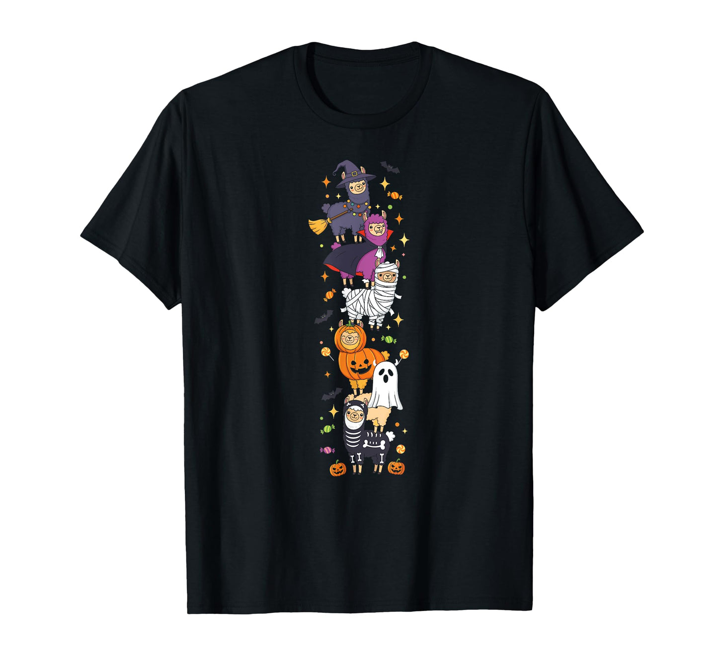 Funny Llama Witch Vampire Ghost Halloween Kids Mens Womens T-Shirt