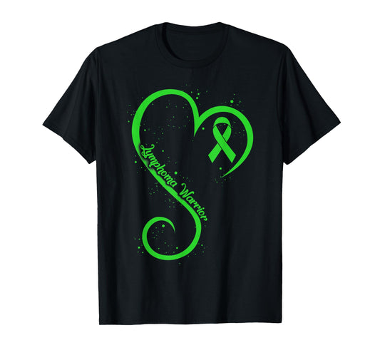 Non Hodgkins Lymphoma Warrior Heart Ribbon Lime Green Cancer T-Shirt