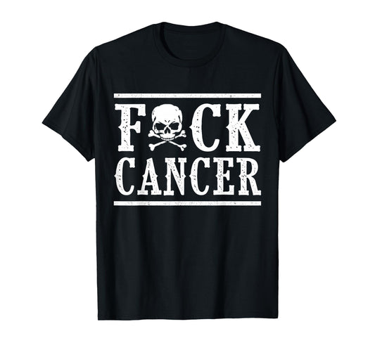 Fuck Cancer Skull and Crossbones Skeleton Breast Cancer T-Shirt