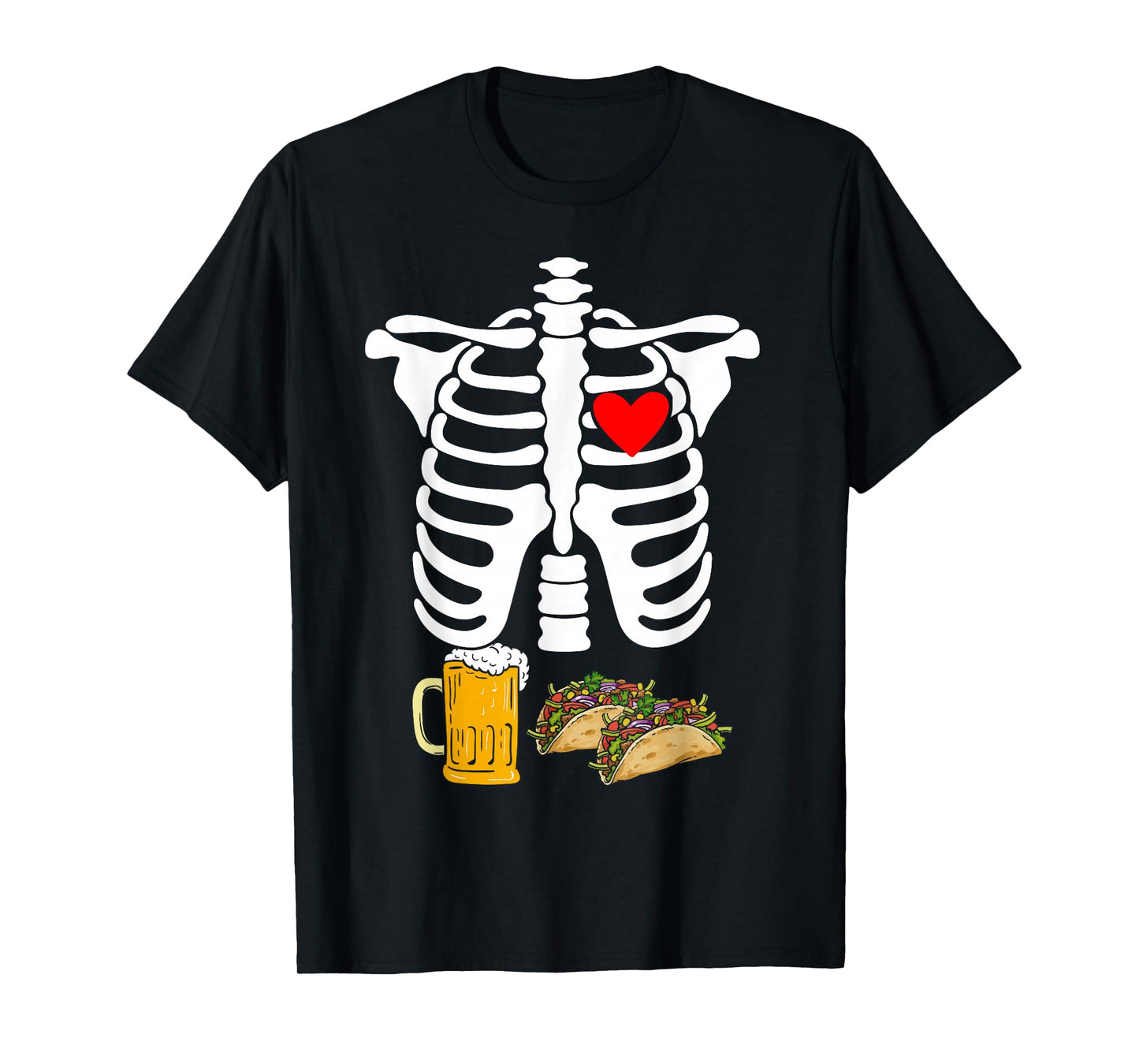 Rib Cage Skeleton X-Ray Drink Beer Taco Halloween Costume T-Shirt