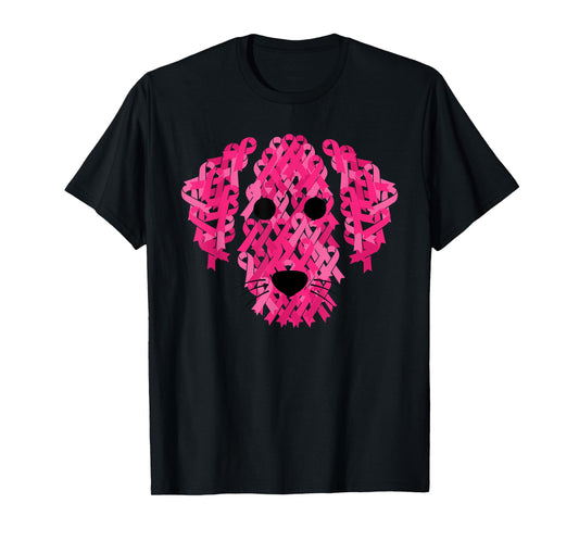 Pink Ribbon Dog Inspirational Breast Cancer Awareness Gift T-Shirt