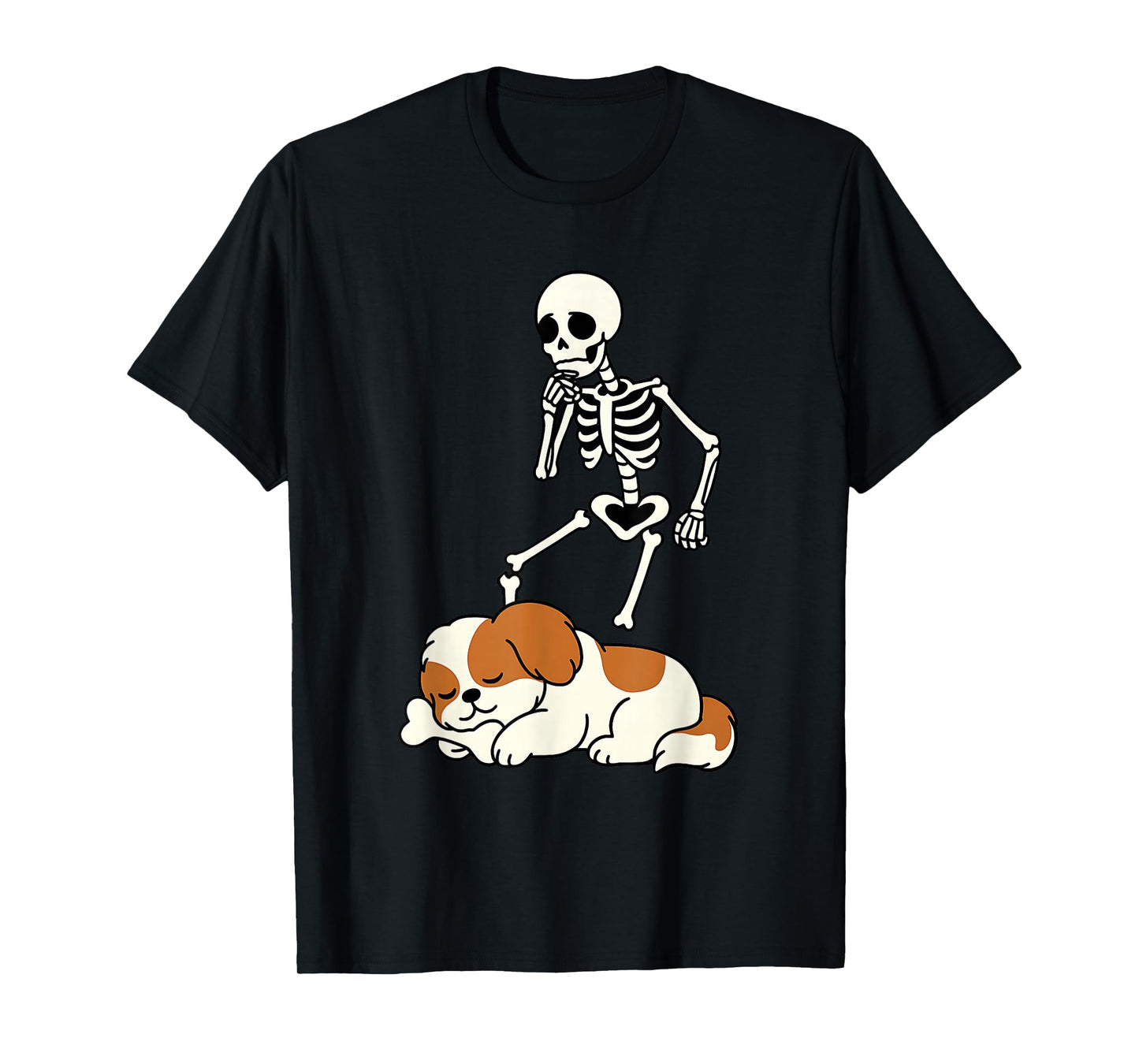 Skeleton Dog Halloween Skeleton Chasing Shih Tzu Shirt T-Shirt