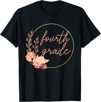 Floral Fourth Grade Teacher Student 4th Grade Squad Crew T-Shirt