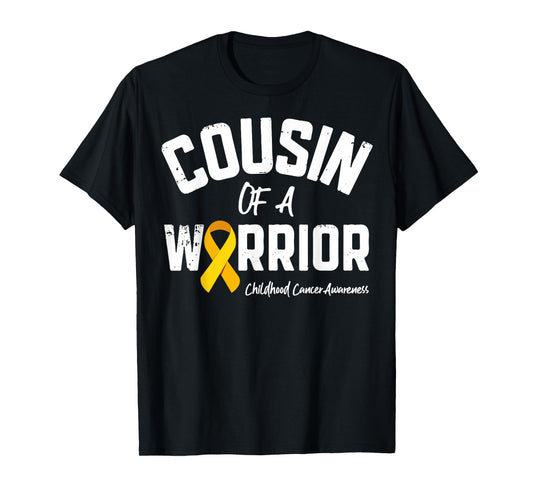 Cousin Of A Warrior Childhood Cancer Awareness Gifts Ribbon T-Shirt
