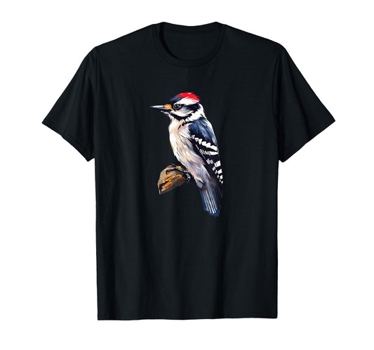 Backyard Bird Watching Watcher Downy Woodpecker Birder T-Shirt