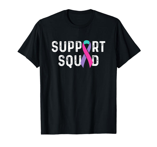 Thyroid Cancer Support Squad, Friend Family Awareness Ribbon T-Shirt