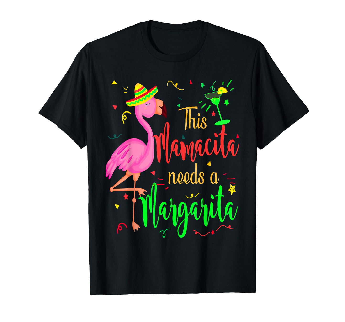 This Mamacita Needs a Margarita Flamingo Mom T-Shirt