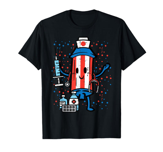 4th Of July Firecracker Nurse Funny America Scrub Top Women T-Shirt